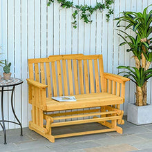 Outsunny Panchina a Dondolo da Giardino e Terrazza per 2 Persone con Braccioli, 124x76x95cm Legno Naturale