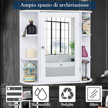DREAMADE Armadietto da Bagno con Specchio Armadietto da Parete a 3 Ripiani Mobiletto da Muro in Legno