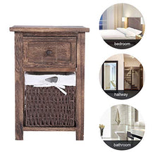 HYM 2 Pezzi Set da Comodino in Legno Naturale con Cassetti E Cesto Marrone