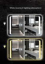Specchio Da Bagno Appeso Frameless Con Bluetooth E Display Della Temperatura E Antideflagrante LED Luci Specchio Parete Appesa a Parete Bagno Specchio Specchio Per Il Trucco Personalizzato (60×80cm)