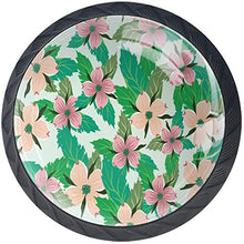 Modello delle foglie verdi dei fiori del corniolo Pomelli per Porta Set di 4 Pomelli per Mobili Manopole per Cassetti Cucina Armadio Vetro