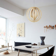 Tomons Lampada da soffitto Lampada Plafoniera, Lampada a Sospensione a Globo in Legno Stile Nordico, Sfera Regolabile, per Casa e Attività commerciali - PL1004