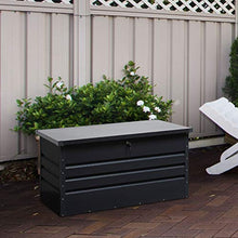 Outsunny Panca Baule Contenitore da Giardino con Chiave, Cassapanca Moderna in Acciaio, Grigio, 132x61x62cm