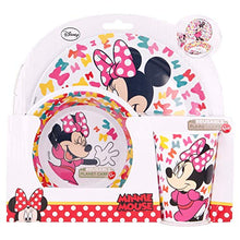 Servizio Da Tavola Per Bambini - 3 Pezzi Con Piatto, Ciotola E Bicchiere - Senza BPA |Minnie So Edgy Bows