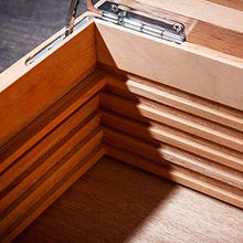 TYUIOO Desktop Cigar Humidor, Cedar & Leather Cigar Box di stoccaggio Bene Seal Design con Vassoio e divisore Regolabile, Vetro igrometro e umidificatore Rettangolo, Tiene 80-100 Sigari