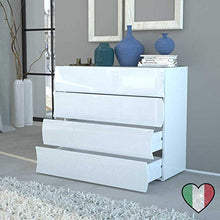 Stilprojectstore Comò 4 Cassetti Bianco Lucido - Onda - Made in Italy