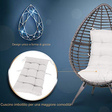 Outsunny Poltrona da Esterno in Rattan con Cuscino Grigio e Beige Forma a Goccia 101x89x156cm