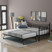 jeerbly Daybed - Letto per gli ospiti, in metallo, con letto allungabile, per camera degli ospiti, per camera dei bambini, colore nero (190 x 90 cm)