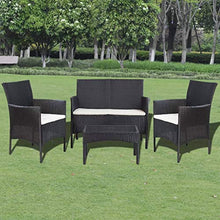 FAMIROSA Set Divani da Giardino 4 pz con Cuscini in Polyrattan Nero-4186