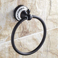ZLININ Y-longhair Portasciugamani nero Rame appeso Anello rotondo antico da parete Punch ciondolo Storage Bagno Balcone 18,2 x 6,6 cm