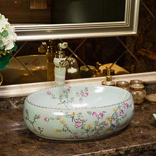 Jgophu - Lavabo da appoggio in ceramica a forma di piccolo fiore ovale e uccello