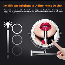 ZEPHBRA 8'' Specchio per Trucco con Luce a LED, Specchio Cosmetico Ingranditore, Specchio da Parete per Bagno Bilaterali 5X, 360° Girevole e Rotondo (Argento)