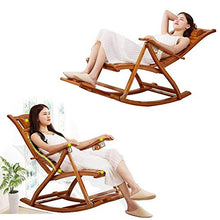 Iyom Sedia Zero Gravity, Chaise Longue, Sedia reclinabile da Esterno Sedia a Dondolo in bambù con poggiapiedi, bracciolo e Morbido Cuscino, Sedia Lounge utilizzata in Giardini, Piscine Prati