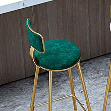 Yxsd - Sgabello da bar alla moda, stile contemporaneo, con schienale e schienale in stile moderno, altezza per bancone da cucina per pub, cuscino in velluto (colore: verde, dimensioni: 45 cm)