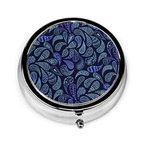 Zen Paisley Blues - Contenitore rotondo per pillole a 3 scomparti, in metallo, per medicina e vitamina