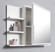 DOMTECH - Armadietto da bagno con specchio e ripiani, luce LED, misura L, bianco