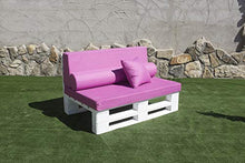 Divano in pallet, levigato e piallato, da 120 cm x 80 cm, per interni/esterni, naturale, con poltrone in pallet