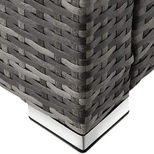 TecTake 800768 Pouf in Polyrattan, Confortevole Cuscino, Resistente alle Intemperie - Disponibile in Diversi Colori - (Grigio | No. 403582)