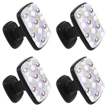 Home - Set di 4 pomelli quadrati per armadietti da cucina, credenze, mobili, mobili, cassetti, cassettiera, cassettiera, con testa a forma di panda con corona a sonaglio, 01