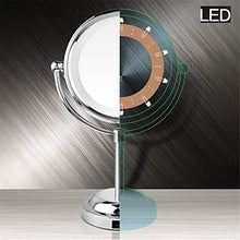 MGEU Specchi per Trucco,in Piedi 6 Pollici A LED A Doppia Faccia Desktop 1X, Ingrandimento Hotel 3X con Batteria Specchietti da Tavolo A Specchio Rotante USB Vanity