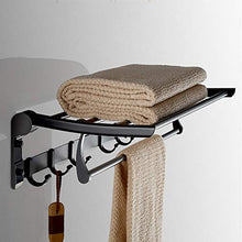 OLDJTK Scaffale portasciugamani in Alluminio Spazio con Multi Barra portasciugamani, binari Pieghevoli a Doppia Parete for Porta Asciugamani con Ganci, Lunghezza 60 cm