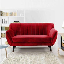 Mobilier Deco - Divano a 2 posti, in velluto, colore: Rosso - Arredi Casa
