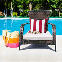 COSTWAY Poltrona da Giardino in Rattan con Cuscino Sedia da Esterno Balcone
