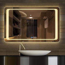 Specchio Specchio da Bagno Grande Rettangolare Illuminato a LED, Specchio antiappannamento Smart Touch a Parete, vanità 60x80cm