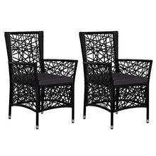 vidaXL 2X Sedie da Pranzo da Esterno in Polyrattan Nero Giardino Seduta Sedile