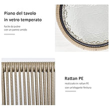Outsunny Set con Tavolino e Sedie da Giardino da 3 Pezzi, Sedie in Rattan per Esterni, Cachi e Grigio