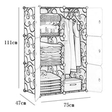 Locker Deeper Armadio Armadio Hanging Rimovibili di Plastica 6-Porta 3-Gitter Scaffali Vestiti Home Camera Nero 75X47X111CM MUMUJIN