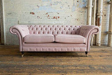 JVmoebel Chesterfield, divano a 3 posti, in pelle, colore rosa