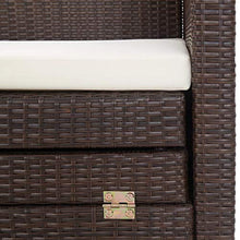 SKM Divano Letto a 3 Posti Estendibile con Tetto Polyrattan Marrone