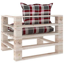 vidaXL Divano da Giardino Pallet Cuscini Rossi a Quadri Legno di Pino