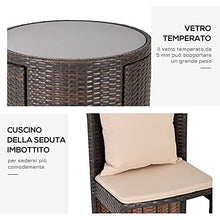 Outsunny Set Tavolino e Sedie da Giardino o da Esterno in Rattan, Set 3 Pz, Marrone e Beige