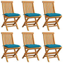 vidaXL Sedie da Giardino con Cuscini Azzurri 6 pz in Massello di Teak