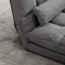 homcom Divano da Terra Pieghevole a Lettino, Schienale Reclinabile su 7 Livelli e Cuscini, 130x73x60cm Grigio Chiaro