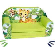 Delsit Divano Pieghevole per Bambini, Motivo: Giungla, Verde, uni