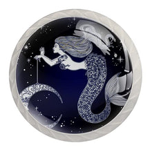 Maniglie per cassetti Manopole per cassetti Manopole rotonde Confezione da 4 per armadietto, cassetti, cassettiere, cassettiere ecc. Sirena e luna