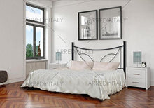 Letto Matrimoniale in Ferro Colore Nero Grafite con GIROLETTO PREDISPOSTO per Rete con Piedini 160 X 190 CM. Non Inclusa - Prodotto Made in Italy - ARR067