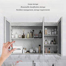 KAISIMYS Armadietti a Specchio Armadietto a Specchio da Bagno Specchio da Parete in Legno massello con Specchio da Trucco Integrato (Colore: Grigio, Dimensioni: 90 * 65 * 14 cm)