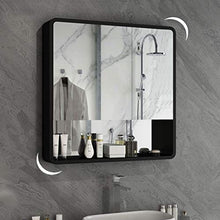 Armadietti a specchio A Parete Armadietto da Bagno Specchio da Bagno con Portaoggetti Impermeabile (Color : Black, Size : 75x60cm)