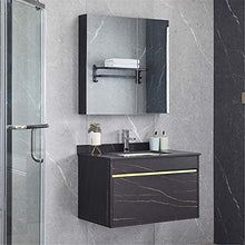 Set di Mobiletti Specchio e Lavabo Mobile da Bagno Mobile lavabo da Parete Combinato Combinazione Bagno Vanity Mirror Armadietto (Color : Black, Size : 50x60x48cm)