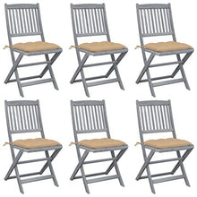 vidaXL Sedie da Giardino Pieghevoli 6pz con Cuscini in Massello Acacia