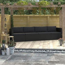 vidaXL Set Divani da Giardino 4 pz con Cuscini Elegante Sofa e Tavolino Ripiano Vetro Arredi per Esterni in Polyrattan Nero Telaio in Acciaio