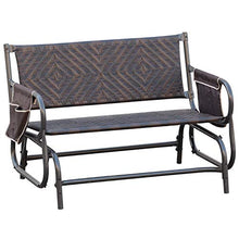 Outsunny Panchina a Dondolo da Giardino 2 Posti in Rattan e Acciaio con Tasche Laterali, 122x75x88cm Marrone e Nero