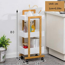 BLWX LY Carrello a 3 Piani di Piccole Dimensioni con Ruote ， Utilità Carrello Organizer Rack di stoccaggio for casa e Ufficio ， Facilità di Montaggio ， bambù