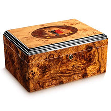 Gymqian Humidors Sigaro Cedar Legno Ufficio Cigar Stoccaggio Scatola Di Stoccaggio Vernice per Pianoforte, Igrometro Integrato classico/Braun / 29.8x22x16.3cm