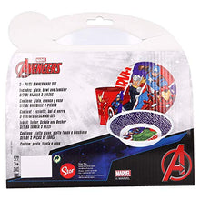 Marvel Avengers - Set di stoviglie in melamina per bambini, resistente e senza BPA, per bambini e neonati, 3 pezzi: bicchiere da bere, piatto e ciotola