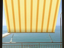 VERDELOOK Tenda da Sole Milos a Caduta avvolgibile con Braccetti 80 cm per ancoraggio, larghezza 3 m e altezza 2,45 m, beige e ocra
